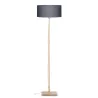 Lampe sur pied en bambou et abat-jour lin écologique FUJI (naturel, gris foncé)