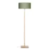 Lampe sur pied en bambou et abat-jour lin écologique FUJI (naturel, vert foncé)