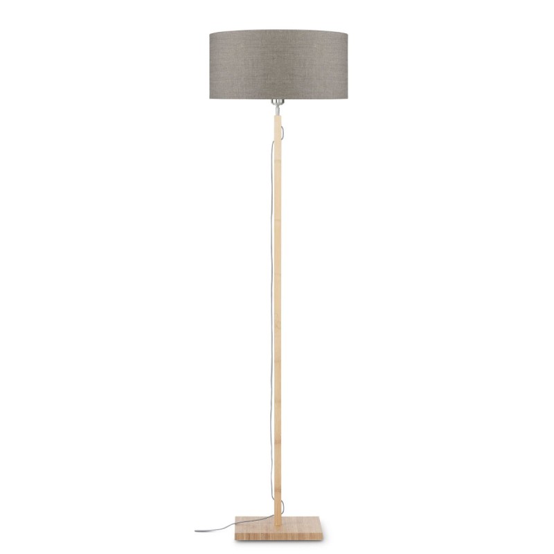 Lampe sur pied en bambou et abat-jour lin écologique FUJI (naturel, lin foncé)