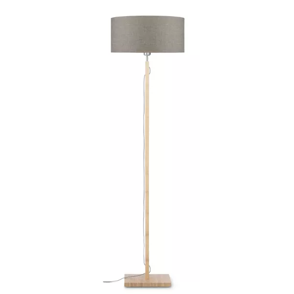 Lampe sur pied en bambou et abat-jour lin écologique FUJI (naturel, lin foncé)