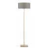 Lampe sur pied en bambou et abat-jour lin écologique FUJI (naturel, lin foncé)