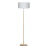 Lampe sur pied en bambou et abat-jour lin écologique FUJI (naturel, gris clair)