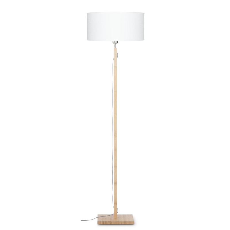 Lampe sur pied en bambou et abat-jour lin écologique FUJI (naturel, blanc)