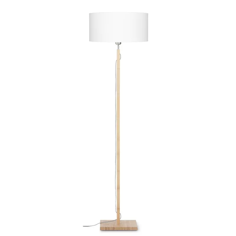 Lampe sur pied en bambou et abat-jour lin écologique FUJI (naturel, blanc)