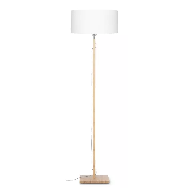 Lampe sur pied en bambou et abat-jour lin écologique FUJI (naturel, blanc)