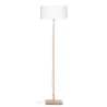 Lampe sur pied en bambou et abat-jour lin écologique FUJI (naturel, blanc)