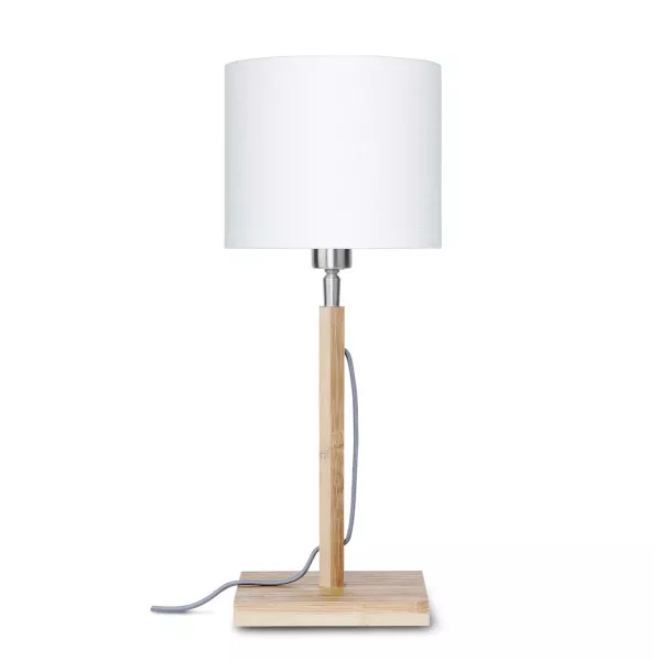 Lampe de table en bambou et abat-jour lin écologique FUJI (naturel, blanc)