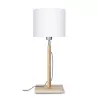 Lampe de table en bambou et abat-jour lin écologique FUJI (naturel, blanc)