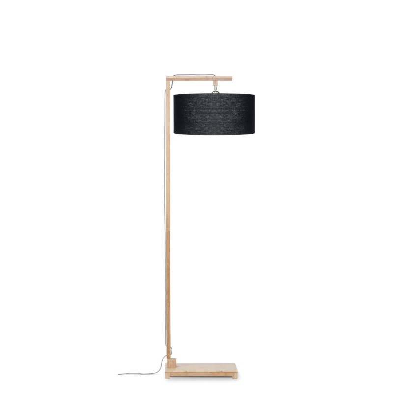 Lampe sur pied en bambou et abat-jour lin écologique HIMALAYA (naturel, noir)