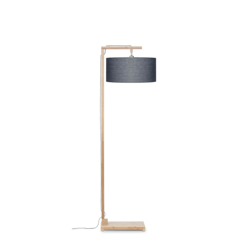 Lampe sur pied en bambou et abat-jour lin écologique HIMALAYA (naturel, gris foncé)