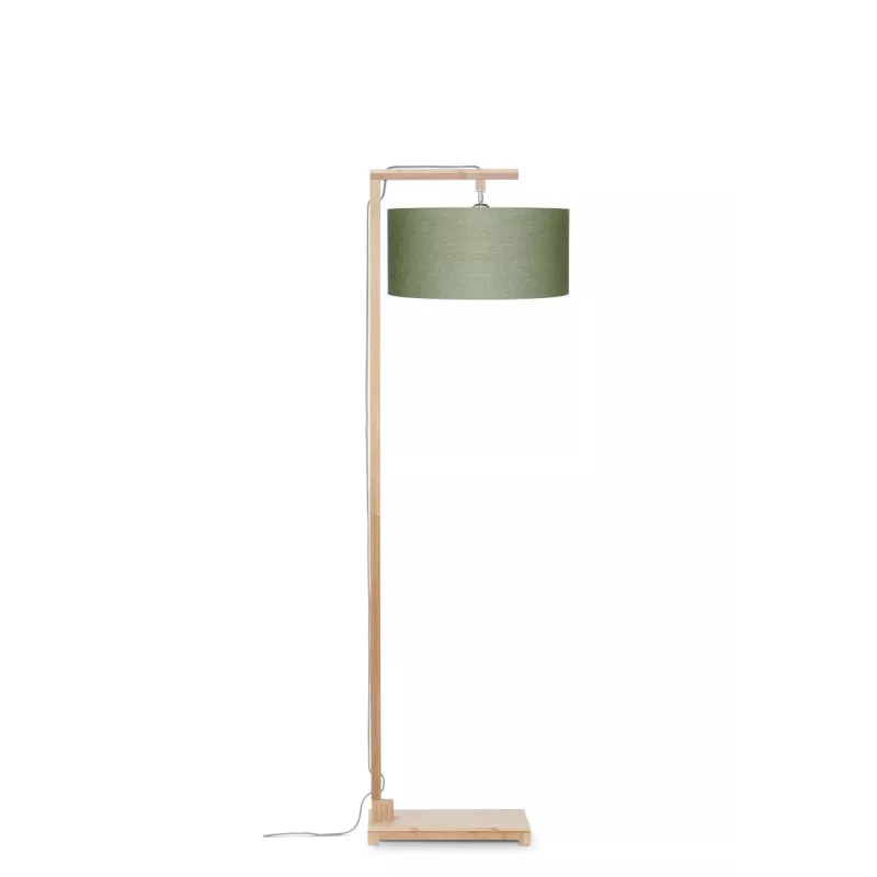 Lampe sur pied en bambou et abat-jour lin écologique HIMALAYA (naturel, vert foncé) à associer à Lampes Sur Pied Modernes Pour U