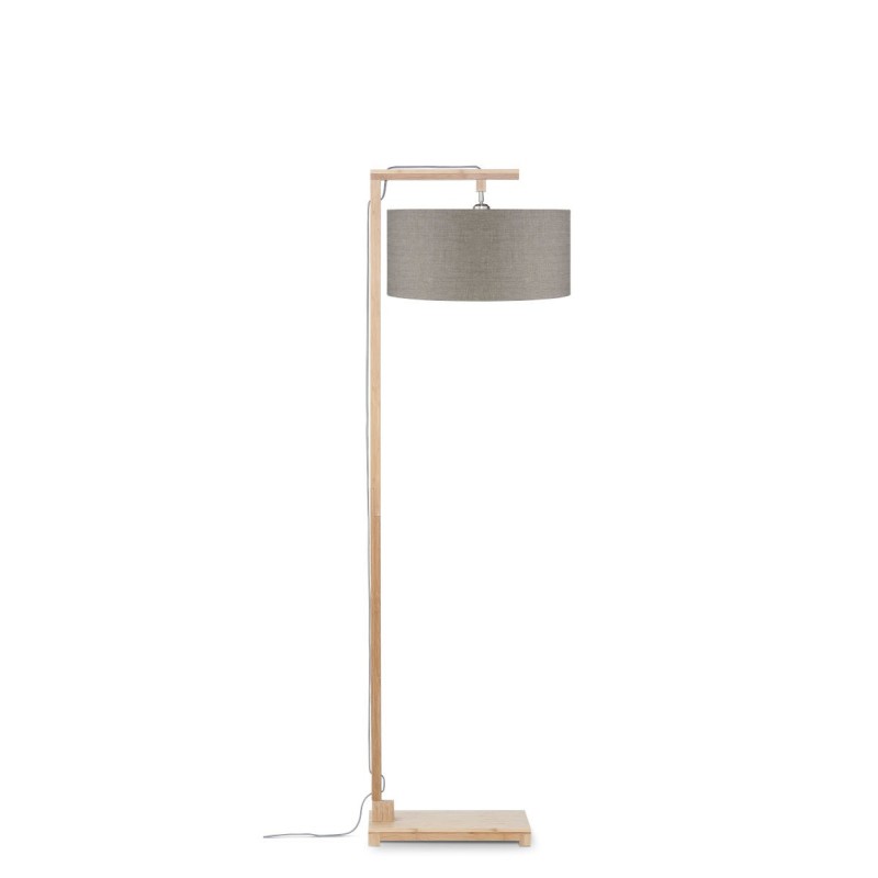 Lampe sur pied en bambou et abat-jour lin écologique HIMALAYA (naturel, lin foncé)