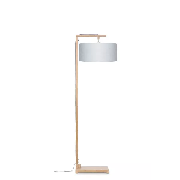 Lampe sur pied en bambou et abat-jour lin écologique HIMALAYA (naturel, gris clair)