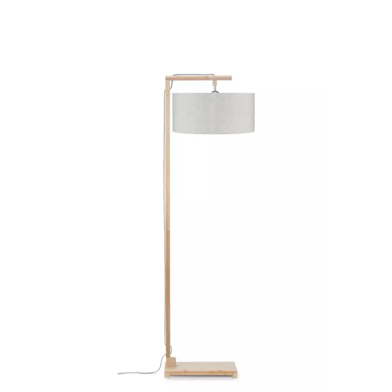 Lampe sur pied en bambou et abat-jour lin écologique HIMALAYA (naturel, lin clair)