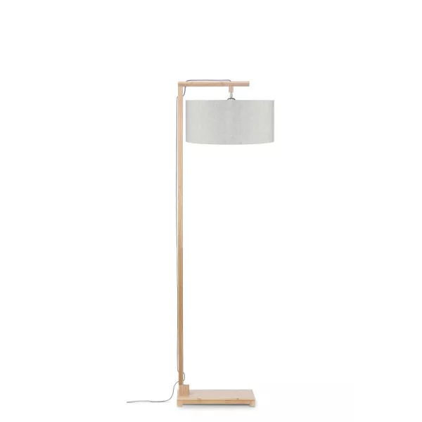 Lampe sur pied en bambou et abat-jour lin écologique HIMALAYA (naturel, lin clair)