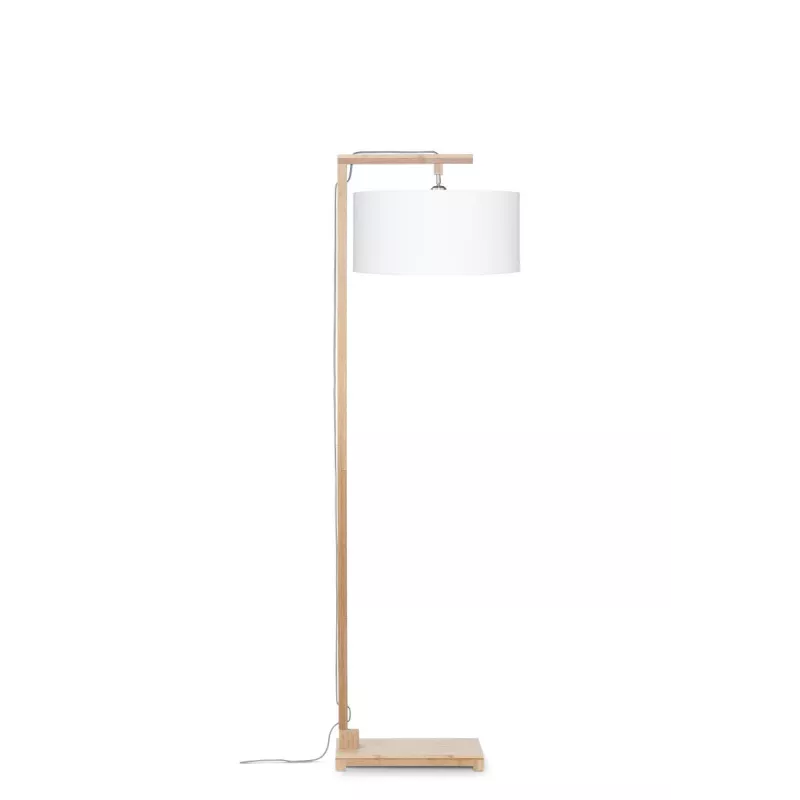 Lampe sur pied en bambou et abat-jour lin écologique HIMALAYA (naturel, blanc)