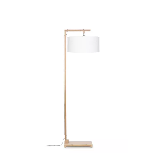 Lampe sur pied en bambou et abat-jour lin écologique HIMALAYA (naturel, blanc)