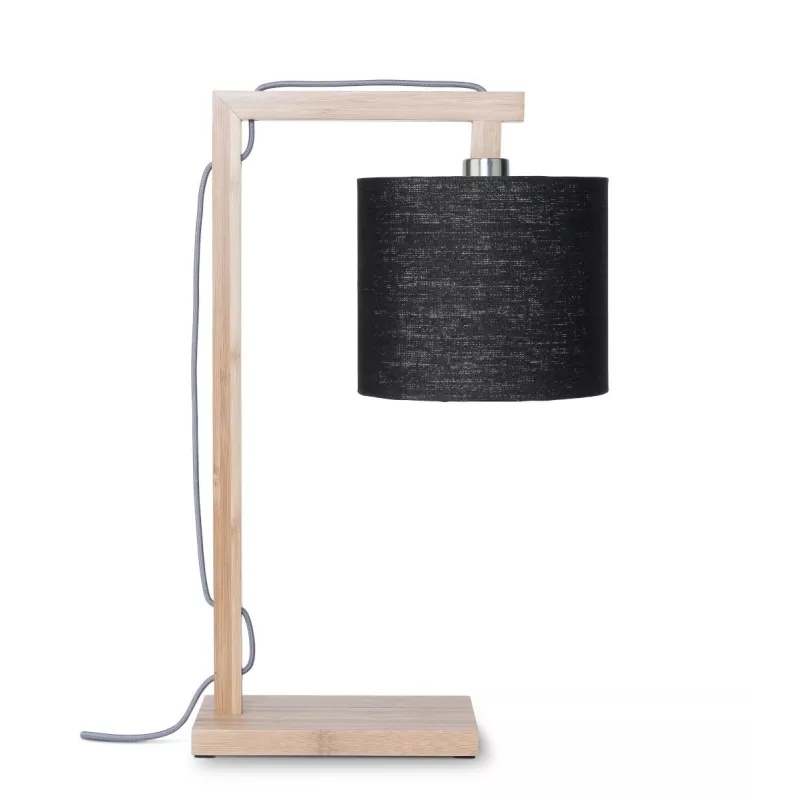 Lampe de table en bambou et abat-jour lin écologique HIMALAYA (naturel, noir)