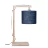 Lampe de table en bambou et abat-jour lin écologique HIMALAYA (naturel, bleu jeans)