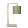 Lampe de table en bambou et abat-jour lin écologique HIMALAYA (naturel, vert foncé)