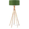 Lampe sur pied en bambou et abat-jour lin écologique KILIMANJARO (naturel, vert foncé) à associer à Lampes Sur Pied Scandinaves 