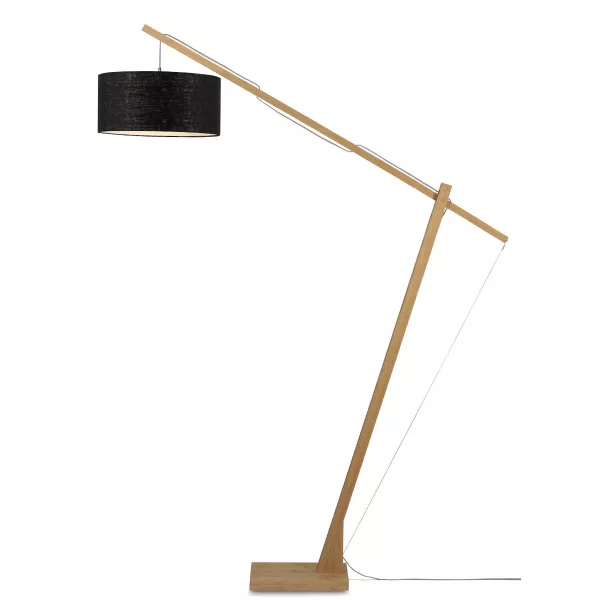 Lampe sur pied en bambou et abat-jour lin écologique MONTBLANC (naturel, noir)