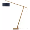 Lampe sur pied en bambou et abat-jour lin écologique MONTBLANC (naturel, bleu jeans)