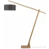 Lampe sur pied en bambou et abat-jour lin écologique MONTBLANC (naturel, gris foncé)