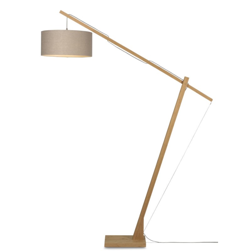 Lampe sur pied en bambou et abat-jour lin écologique MONTBLANC (naturel, lin foncé)