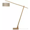 Lampe sur pied en bambou et abat-jour lin écologique MONTBLANC (naturel, lin foncé)