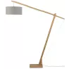 Lampe sur pied en bambou et abat-jour lin écologique MONTBLANC (naturel, gris clair)