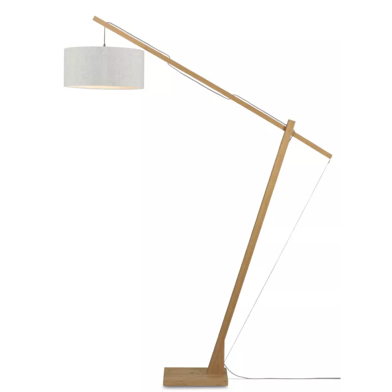 Lampe sur pied en bambou et abat-jour lin écologique MONTBLANC (naturel, lin clair)