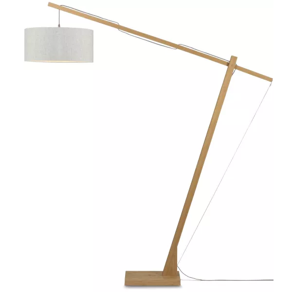 Lampe sur pied en bambou et abat-jour lin écologique MONTBLANC (naturel, lin clair)