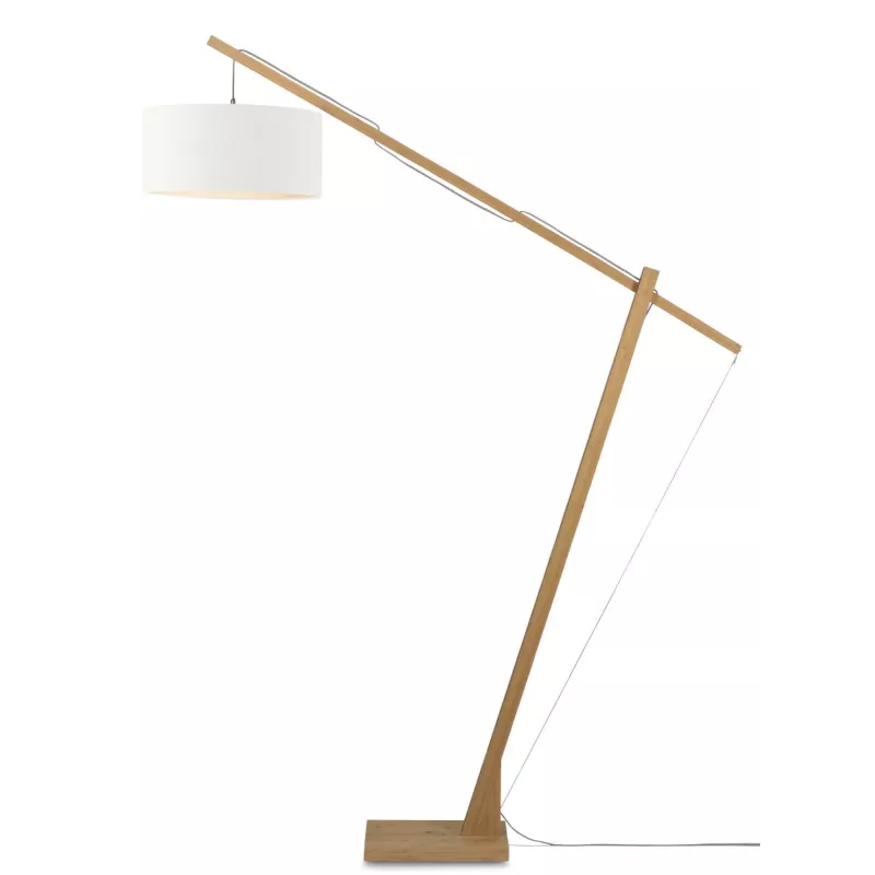 Bamboo standing lamp and MONTBLANC eco-friendly linen lampshade (natural, white) to associate with Scandinavian Floor Lamps With