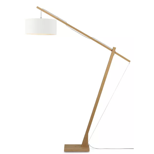 Lampe sur pied en bambou et abat-jour lin écologique MONTBLANC (naturel, blanc) à associer à Lampes Sur Pied En Rotin Pour Un St