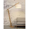 Bamboo standing lamp and MONTBLANC eco-friendly linen lampshade (natural, white) to associate with Industrial Metal and Wood Flo