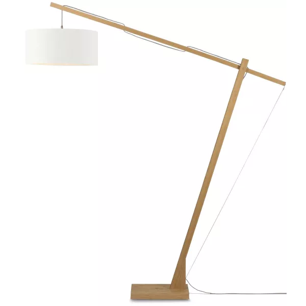 Lampe sur pied en bambou et abat-jour lin écologique MONTBLANC (naturel, blanc) à associer à Lampes Sur Pied Vintage Pour Une To