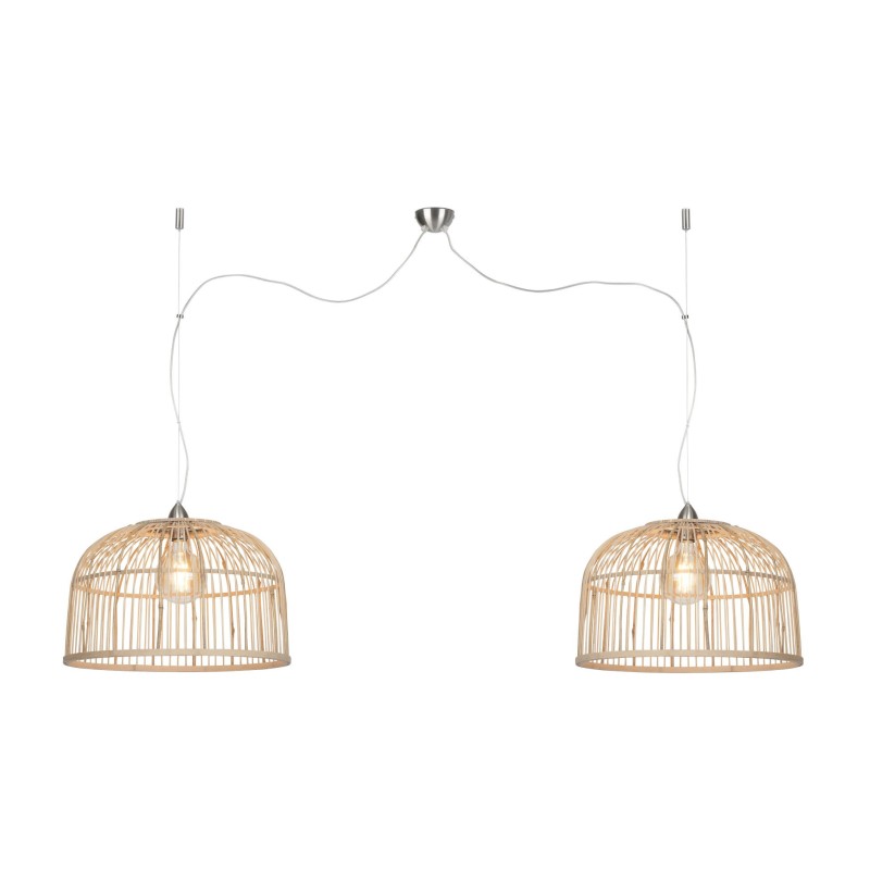 Lampe à suspension en bambou BORNEO XL 2 abat-jours (naturel)