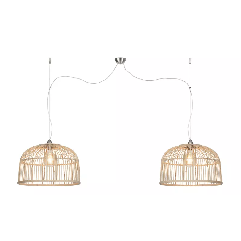 Lampe à suspension en bambou BORNEO XL 2 abat-jours (naturel)