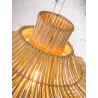 KHALAHARI SMALL 2 lampshade (natural) rattan suspension lamp to associate with Practical and Robust Folding Hanging Lamps