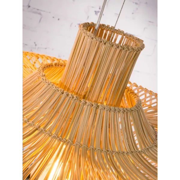 KALAHARI XL 2 lampshade (natural) rattan suspension lamp to associate with Designer Hanging Lamps for Dining Room