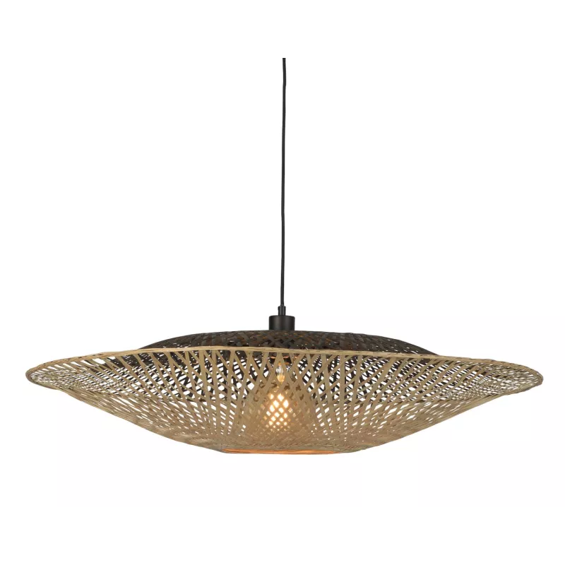 Lampe à suspension en bambou KALIMANTAN XL (naturel, noir)