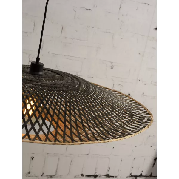 Lampe à suspension en bambou KALIMANTAN XL (naturel, noir)