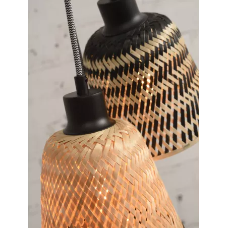 KALIMANTAN bamboo suspension lamp 3 lampshades (natural, black) to associate with Modern Hanging Lamps For A Stylish Interior