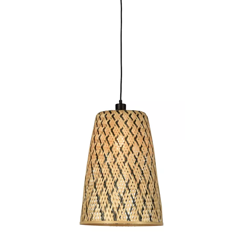 Lampe à suspension en bambou KALIMANTAN H48 (naturel, noir)