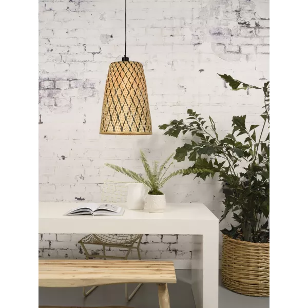 Lampe à suspension en bambou KALIMANTAN H48 (naturel, noir)