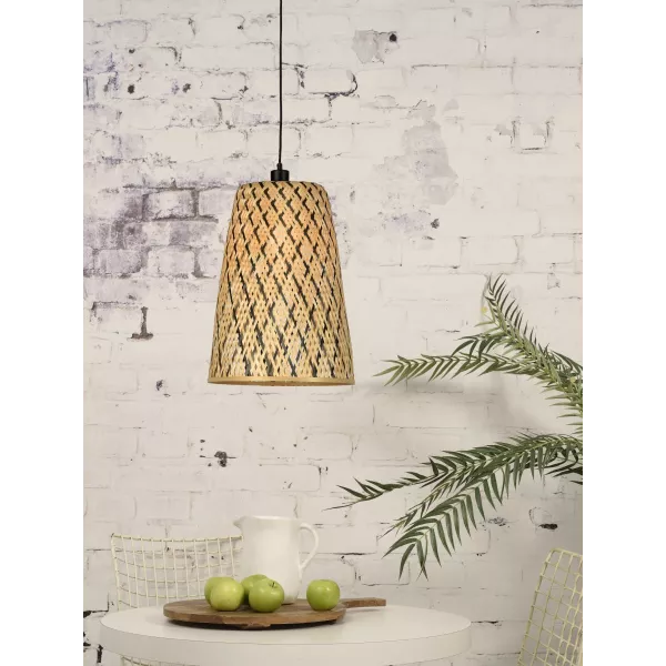 Lampe à suspension en bambou KALIMANTAN H48 (naturel, noir)