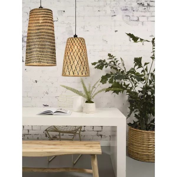 Lampe à suspension en bambou KALIMANTAN H48 (naturel, noir)