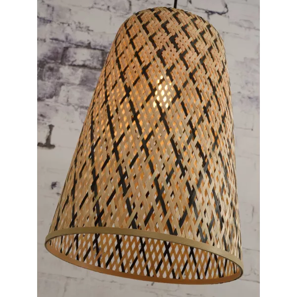 Lampe à suspension en bambou KALIMANTAN H48 (naturel, noir)