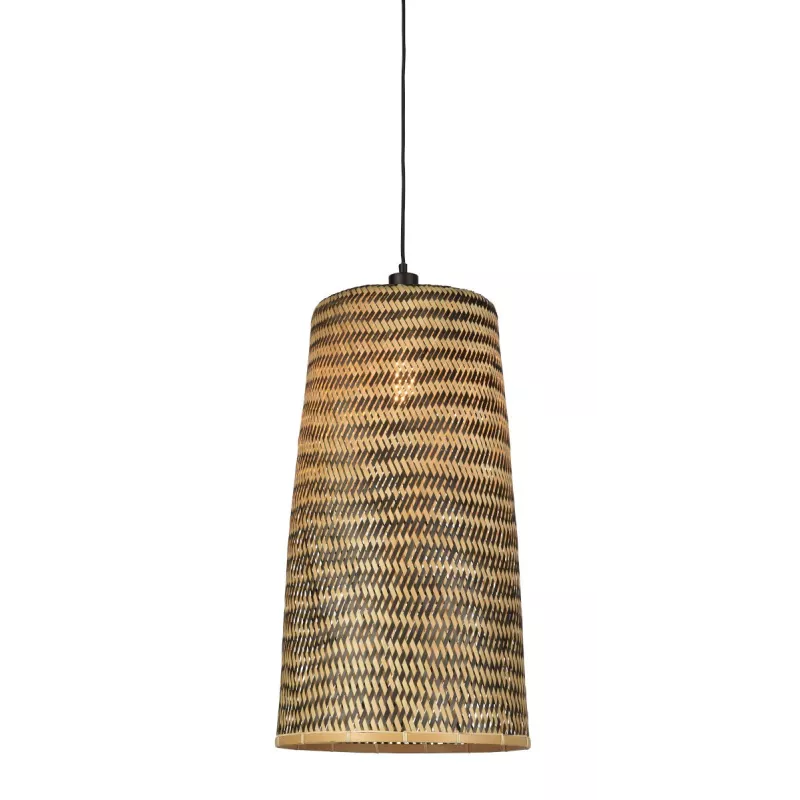 Lampe à suspension en bambou KALIMANTAN H66 (naturel, noir)